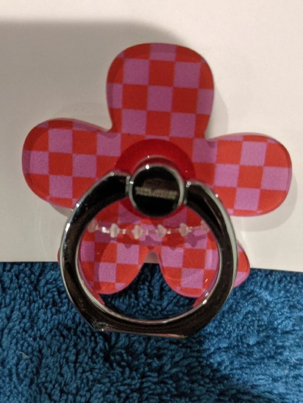 Marc Jacobs Pink Checkered Flower Phone Ring Holder
